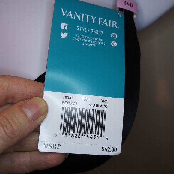 Vanity Fair Black Illumination Stretch Cup/Convertible Strap Bra Style #75337 - Picture 5 of 9